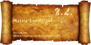 Nyiry Loránd névjegykártya